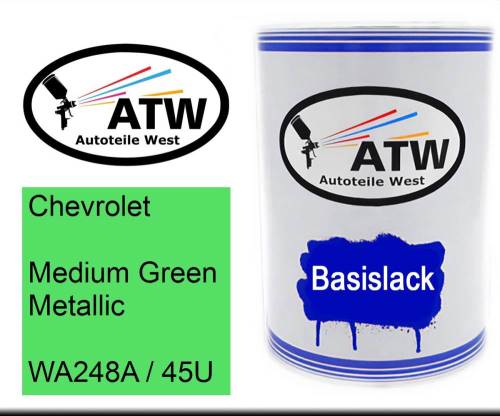 Chevrolet, Medium Green Metallic, WA248A / 45U: 500ml Lackdose, von ATW Autoteile West.